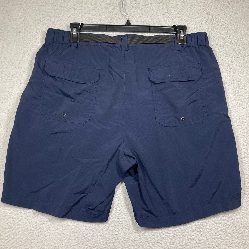 North River Cargo Shorts Mens 40 Navy Blue Ripstop Nylon Belted Hiking Utility - Picture 8 of 12
